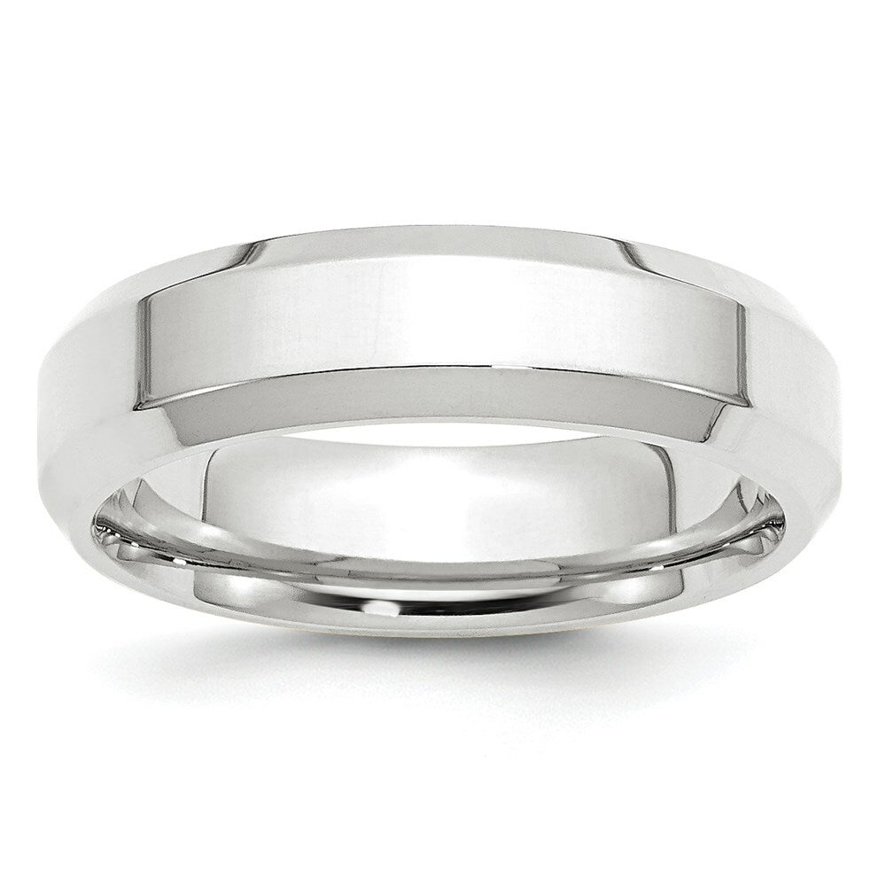 10K White Gold 6mm Bevel Edge Comfort Fit Wedding Band Ring