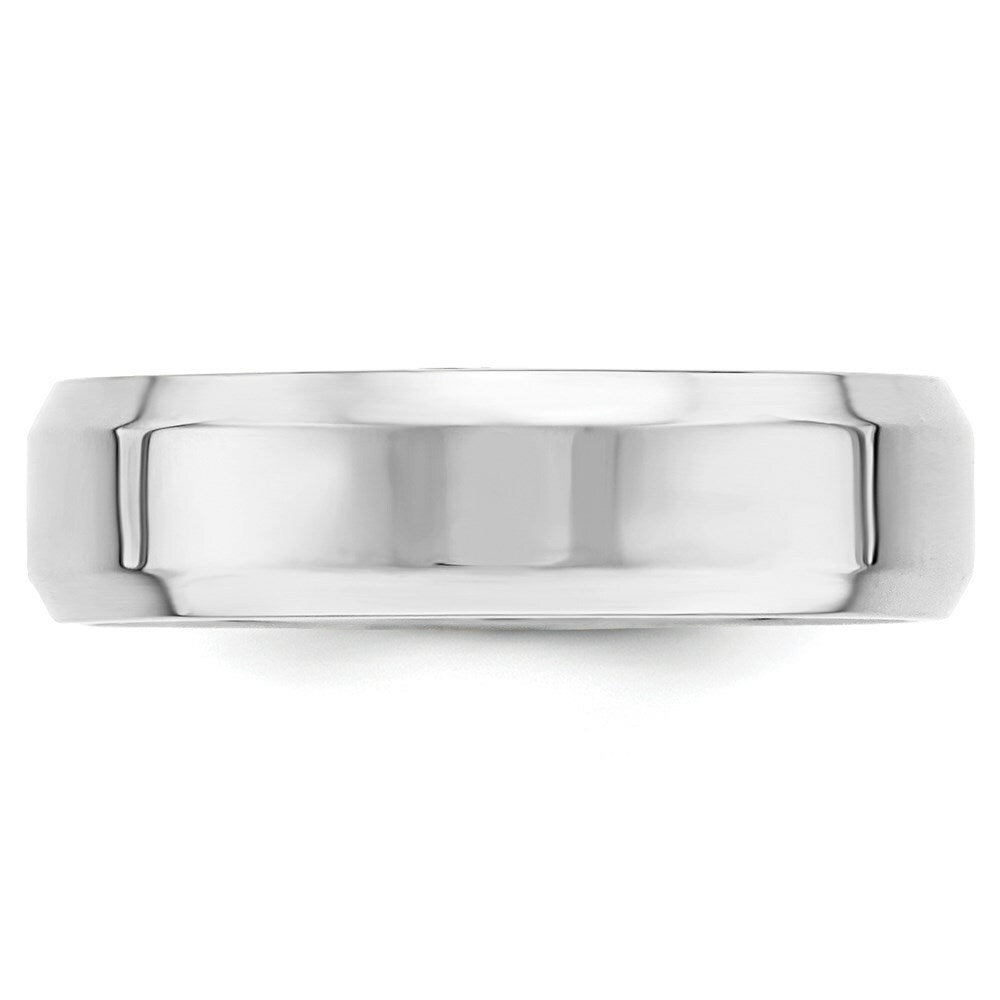 10K White Gold 6mm Bevel Edge Comfort Fit Wedding Band Ring