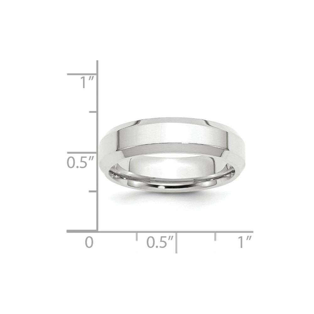10K White Gold 6mm Bevel Edge Comfort Fit Wedding Band Ring
