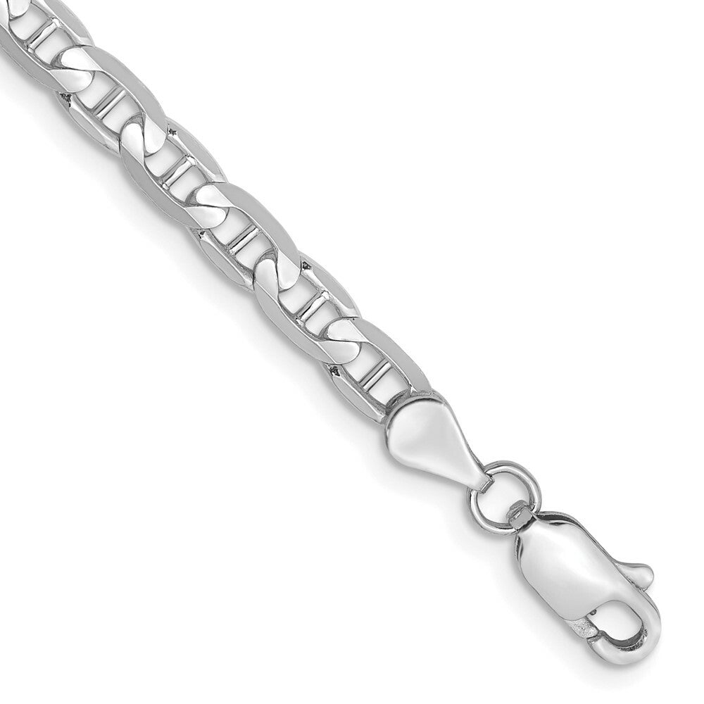 14K White Gold 3.75mm Concave Anchor Chain Bracelet  Length 7'' inches