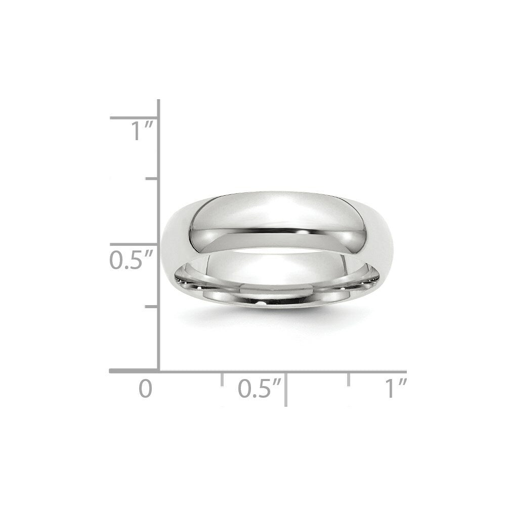 10K White Gold 6mm Standard Comfort Fit Wedding Band Ring