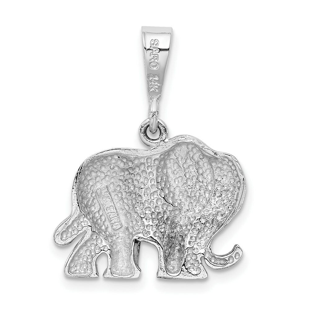 14K White Gold Elephant Charm Pendant