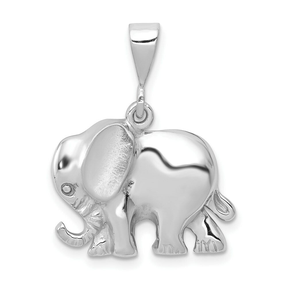 14K White Gold Elephant Charm Pendant