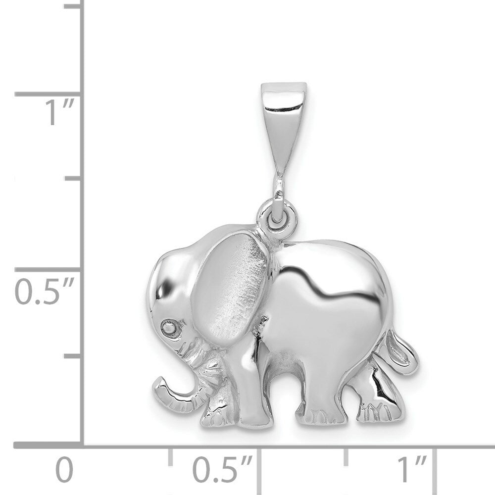 14K White Gold Elephant Charm Pendant
