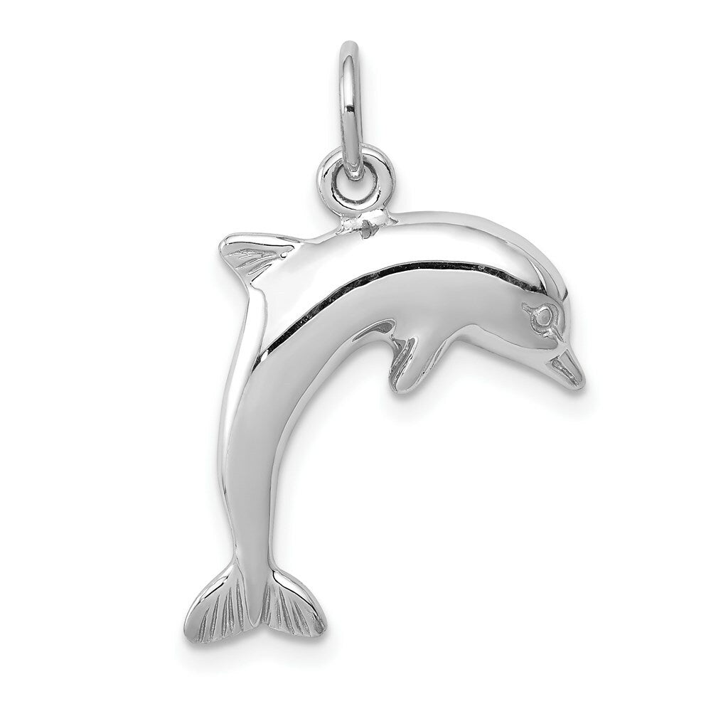 14K White Gold Dolphin Charm Pendant