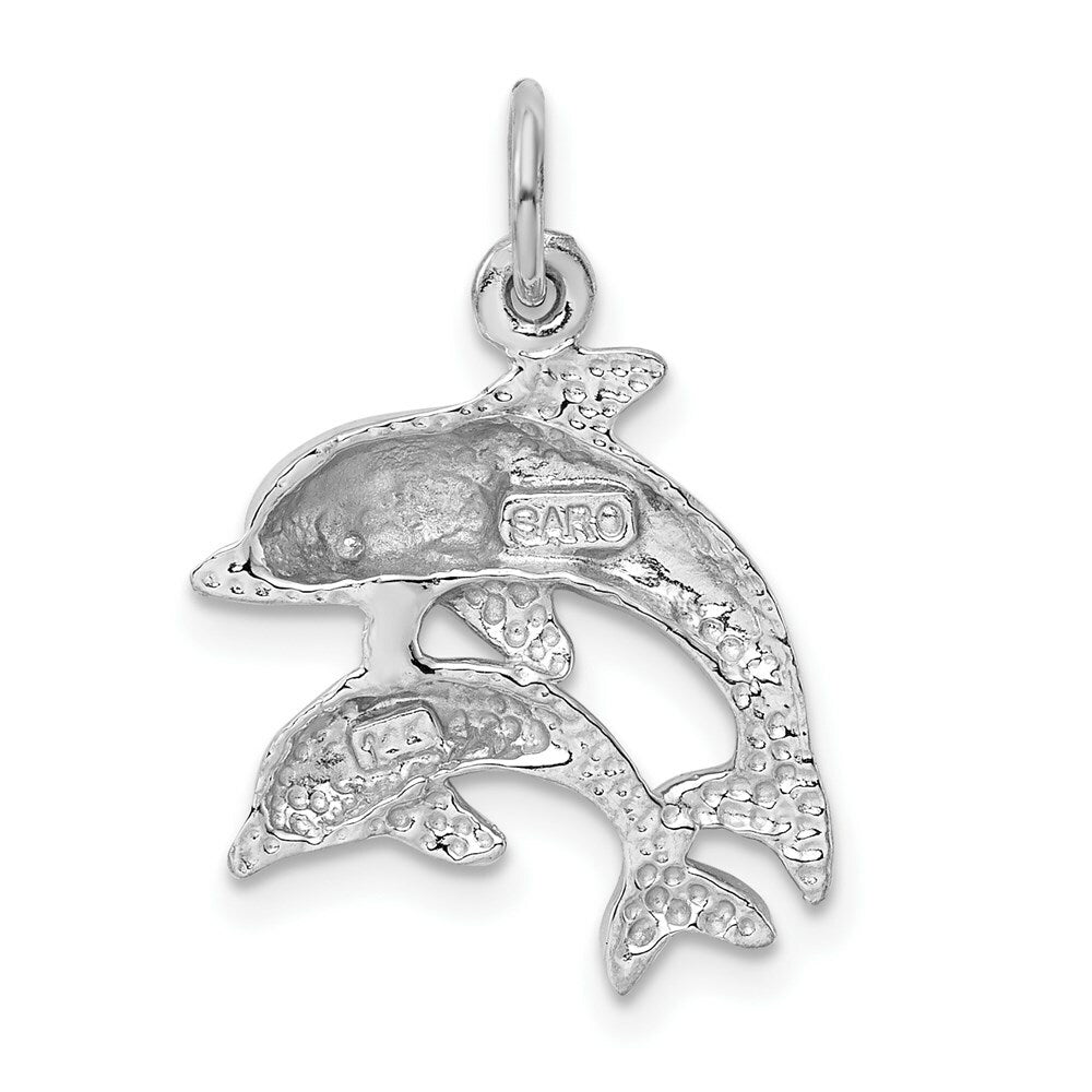 14K White Gold Dolphin Charm Pendant