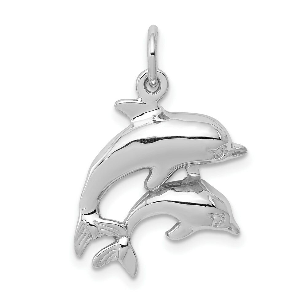 14K White Gold Dolphin Charm Pendant