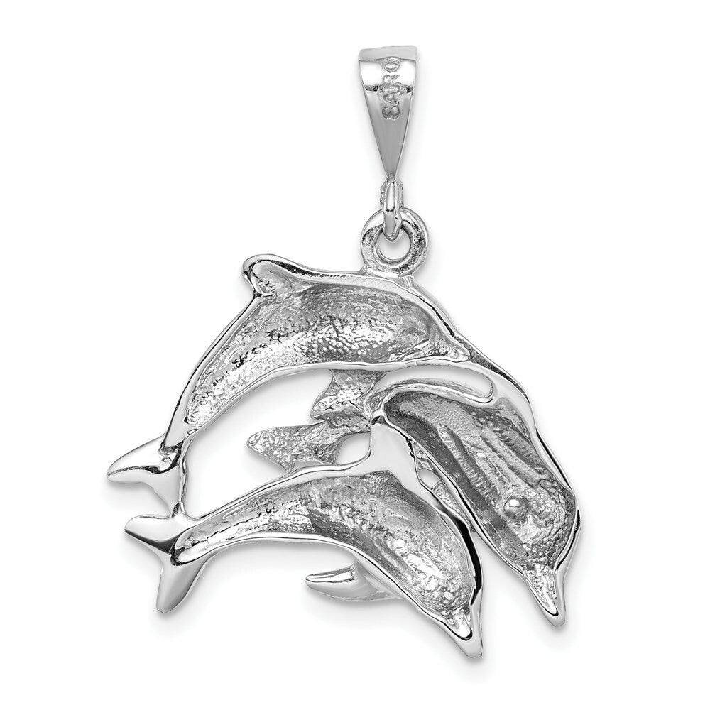 14K White Gold Dolphin Charm Pendant