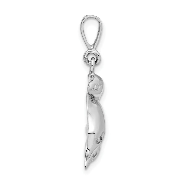 14K White Gold Dolphin Charm Pendant