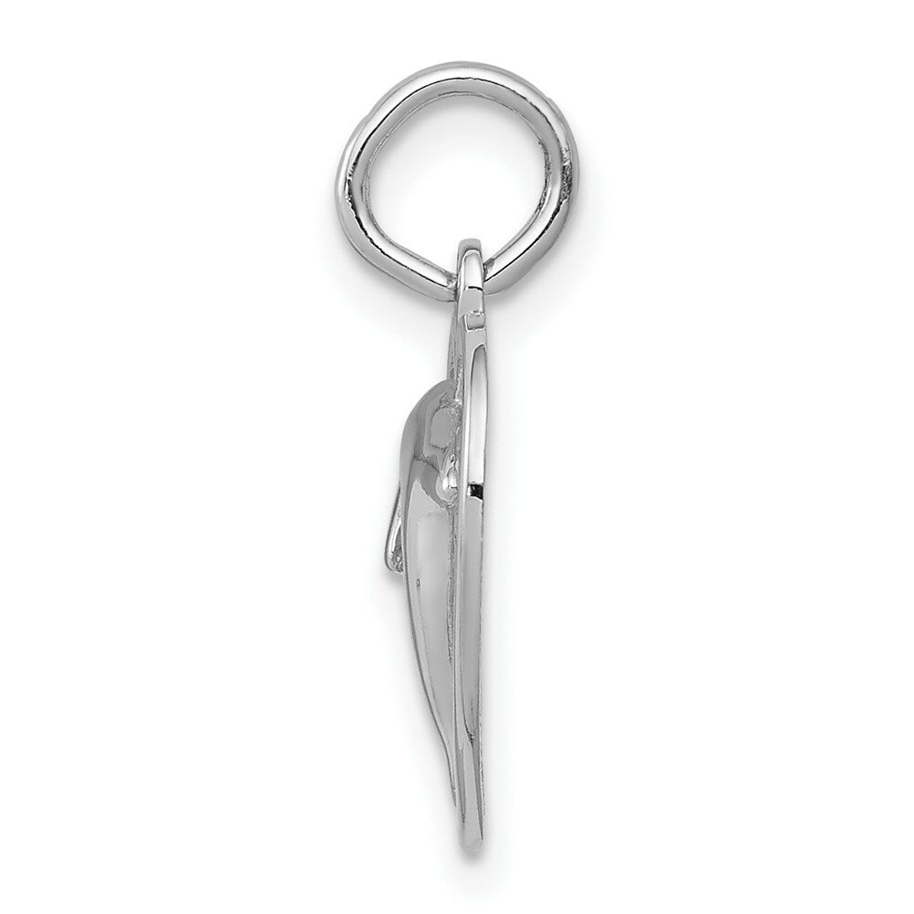 14K White Gold Dolphin in Heart Charm Pendant