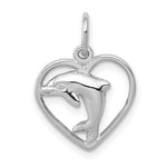 Load image into Gallery viewer, 14K White Gold Dolphin in Heart Charm Pendant
