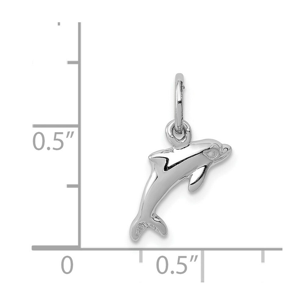 14K White Gold Dolphin Charm Pendant