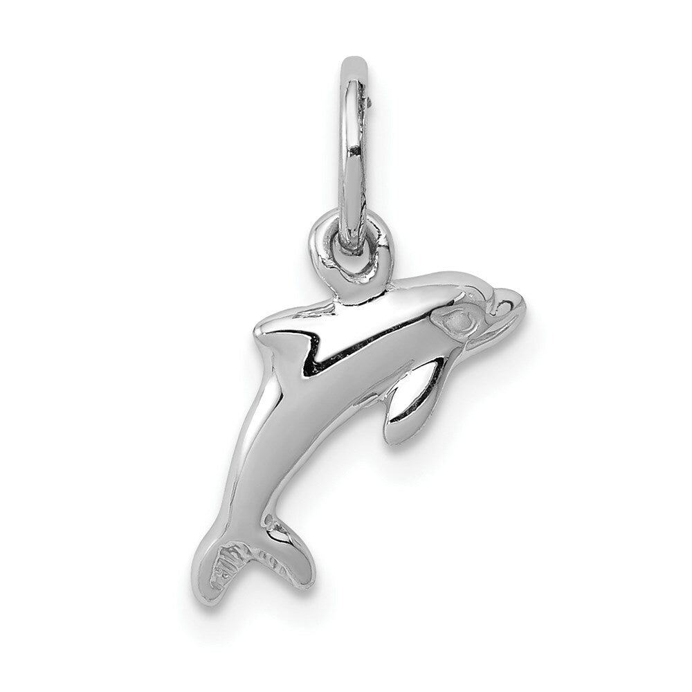 14K White Gold Dolphin Charm Pendant