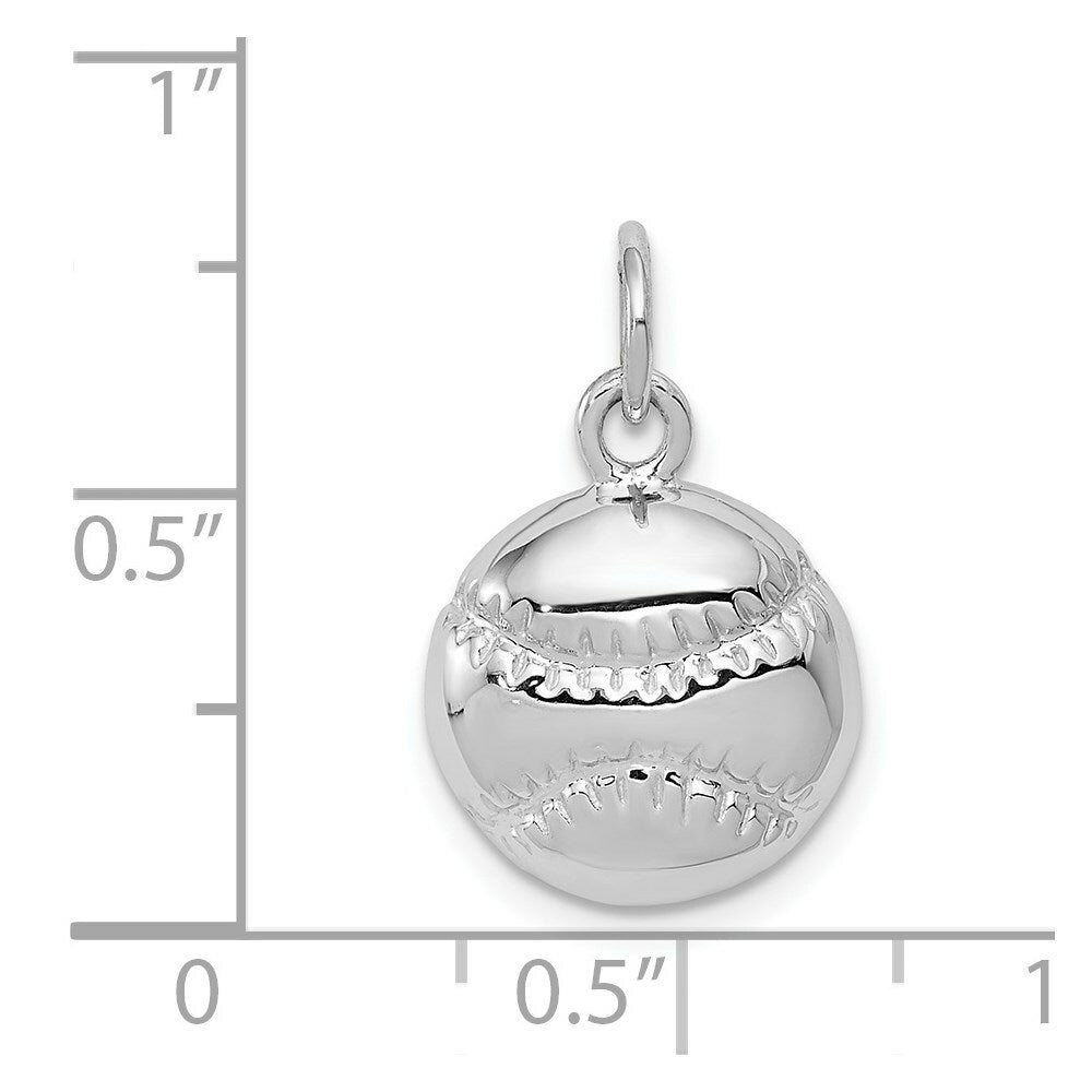 14K White Gold Baseball Charm Pendant