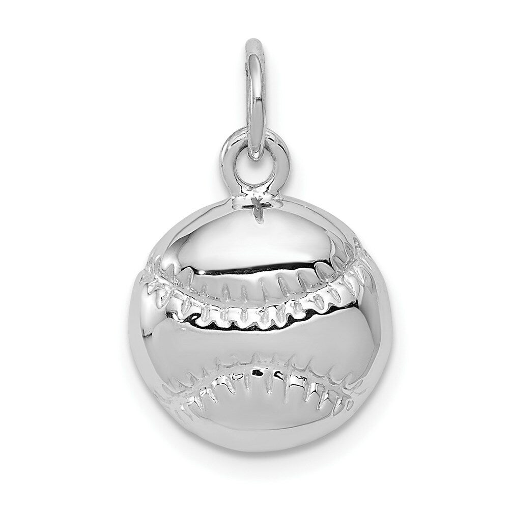 14K White Gold Baseball Charm Pendant