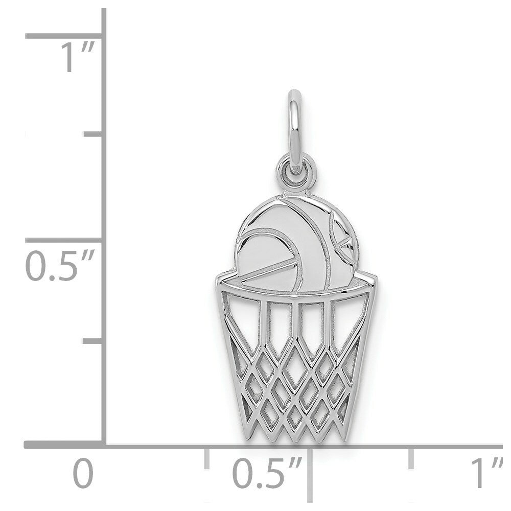 14K White Gold Basketball Charm Pendant