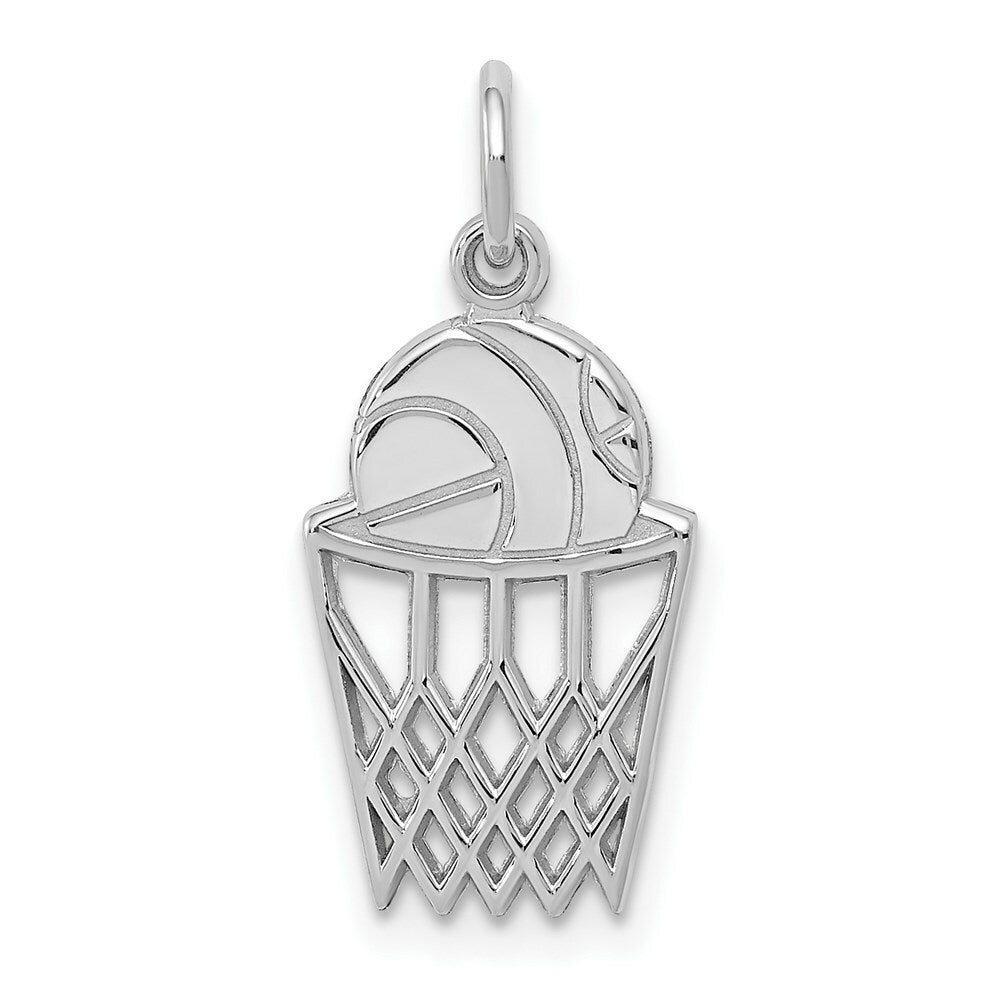 14K White Gold Basketball Charm Pendant