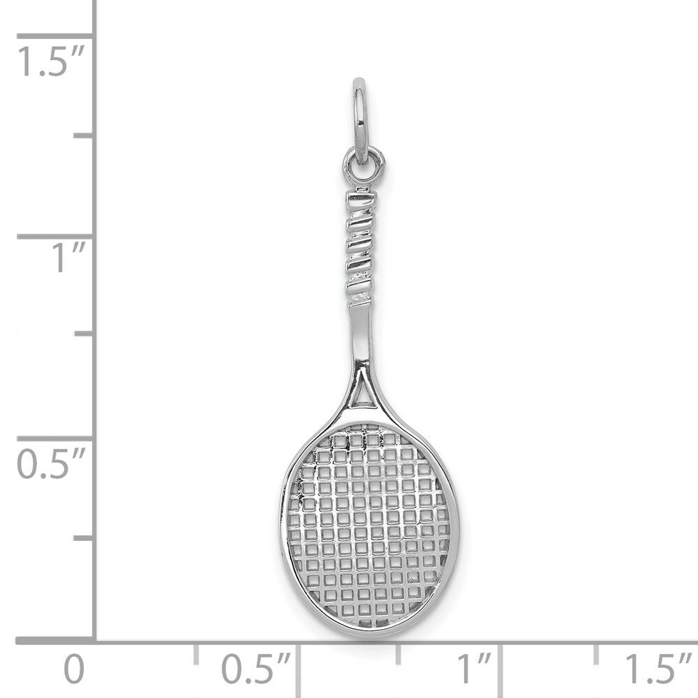 14K White Gold Tennis Racquet Charm Pendant