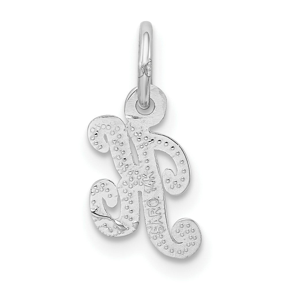 14K White Gold Initial Letter K Charm Pendant
