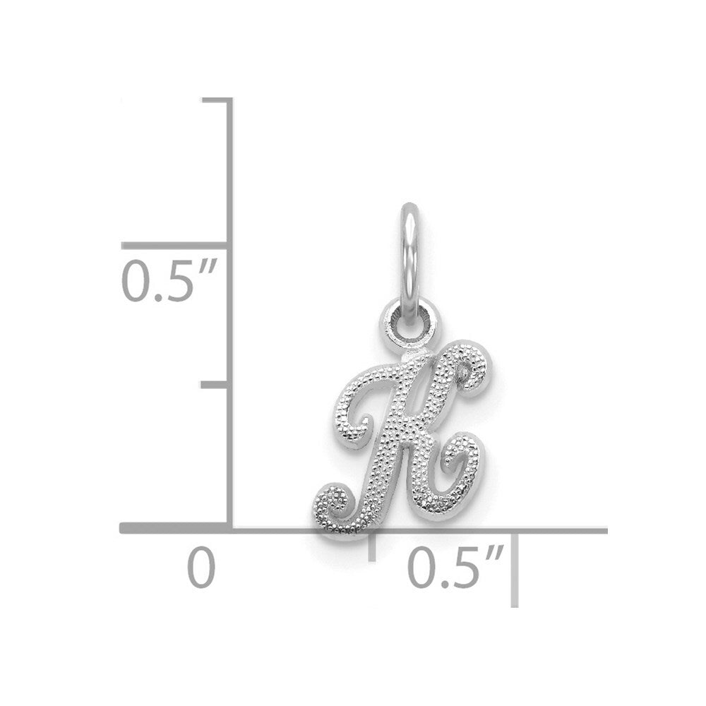 14K White Gold Initial Letter K Charm Pendant