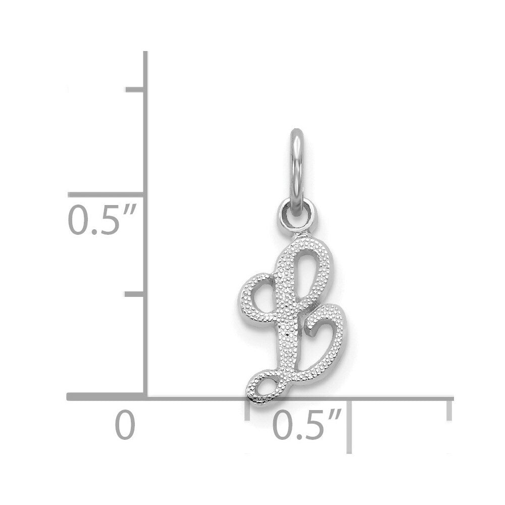 14K White Gold Initial Letter L Charm Pendant