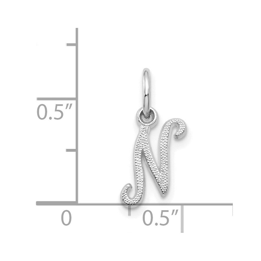 14K White Gold Initial Letter N Charm Pendant