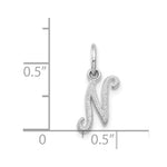 Load image into Gallery viewer, 14K White Gold Initial Letter N Charm Pendant
