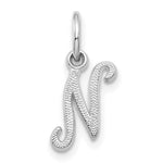 Load image into Gallery viewer, 14K White Gold Initial Letter N Charm Pendant
