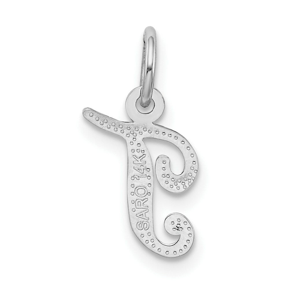 14K White Gold Initial Letter T Charm Pendant