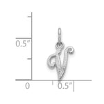 Load image into Gallery viewer, 14K White Gold Initial Letter V Charm Pendant
