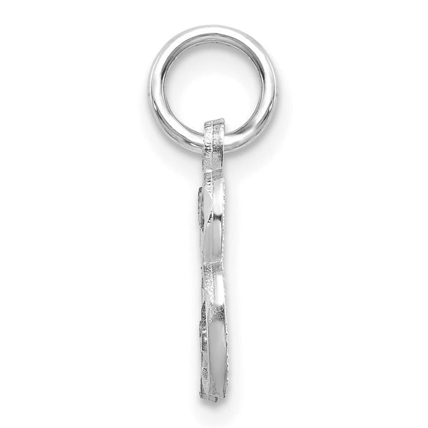 14K White Gold Diamond-cut Initial Letter B Charm Pendant