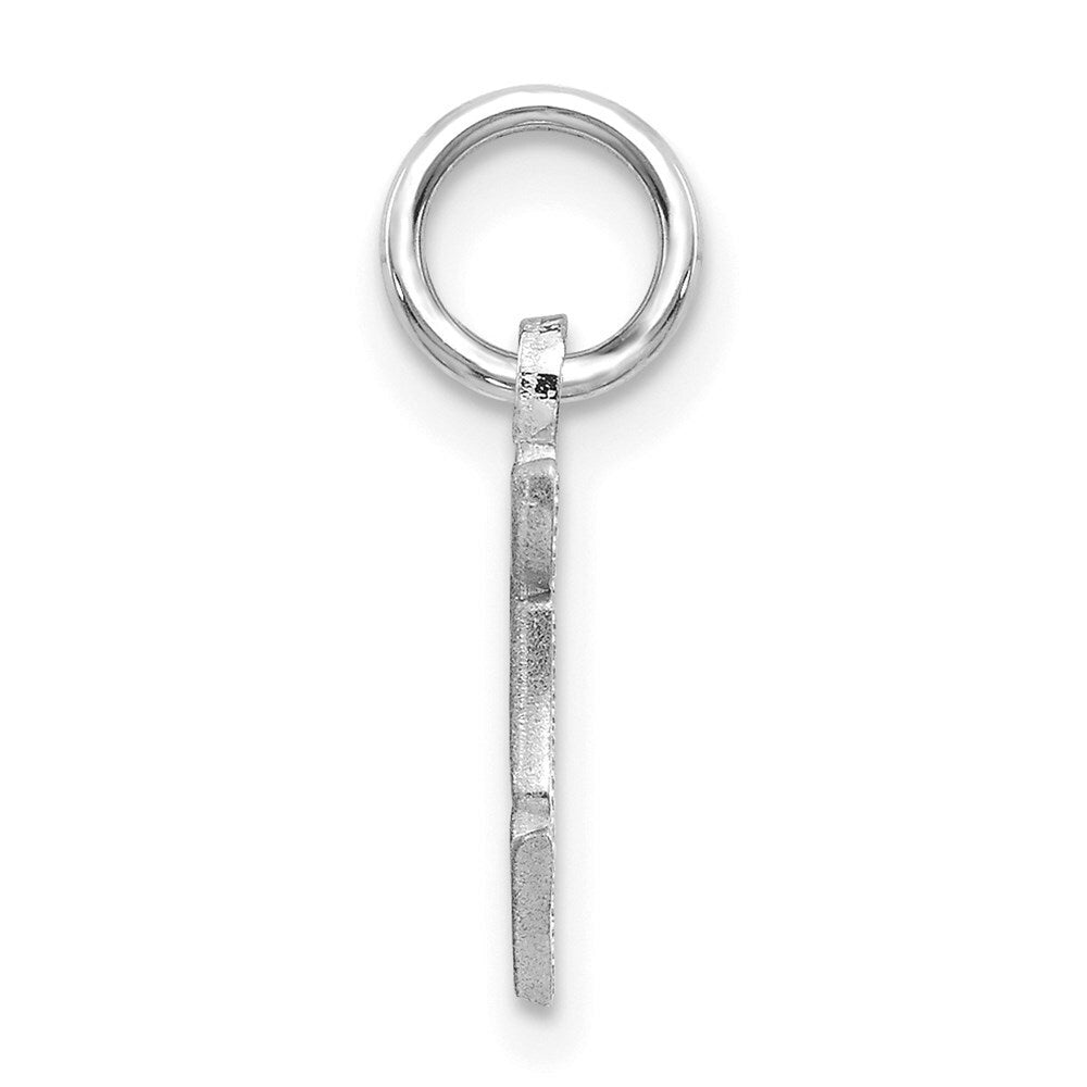 14K White Gold Diamond-cut Initial Letter F Charm Pendant