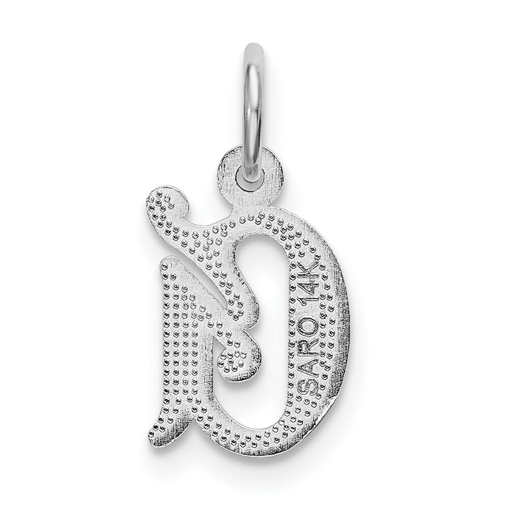 14K White Gold Diamond-cut Initial Letter G Charm Pendant