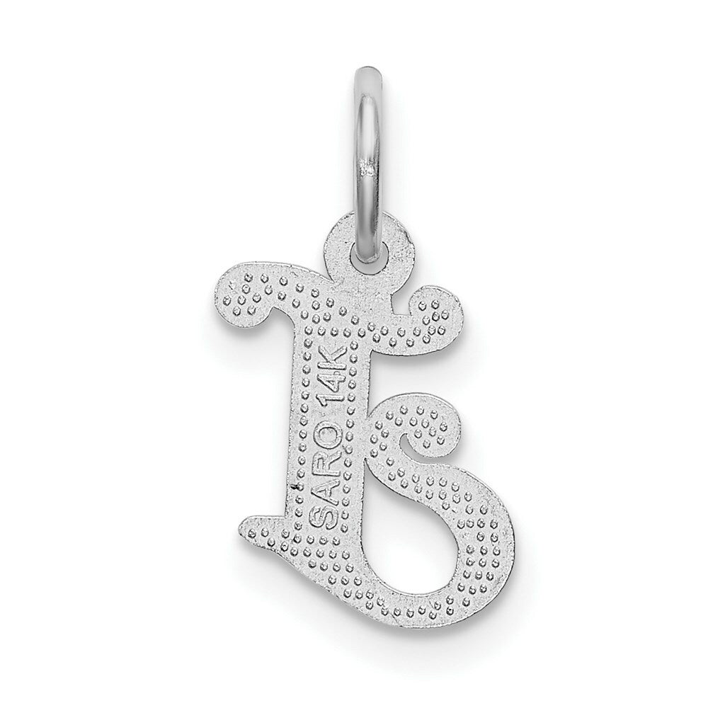 14K White Gold Diamond-cut Initial Letter J Charm Pendant
