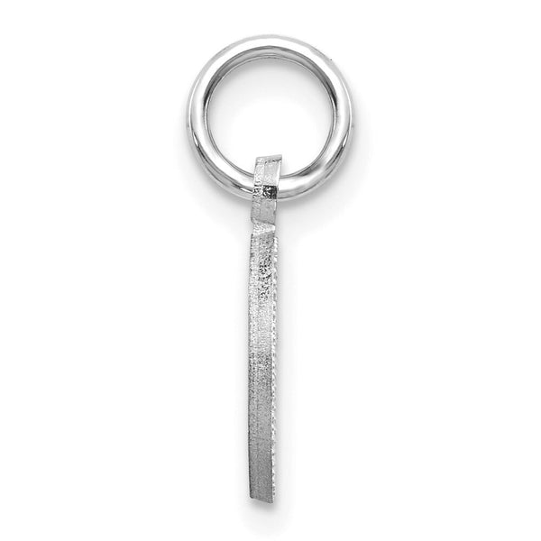 14K White Gold Diamond-cut Initial Letter O Charm Pendant