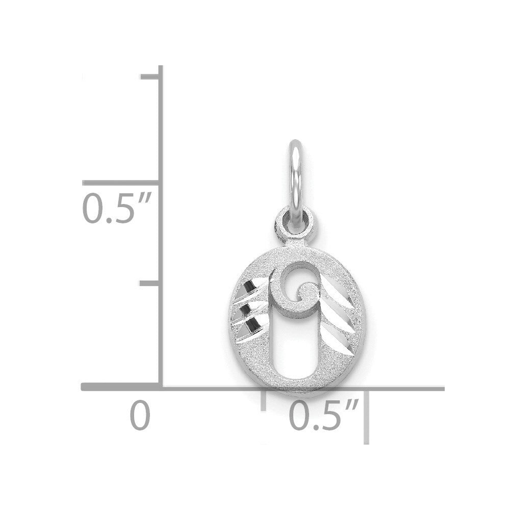 14K White Gold Diamond-cut Initial Letter O Charm Pendant