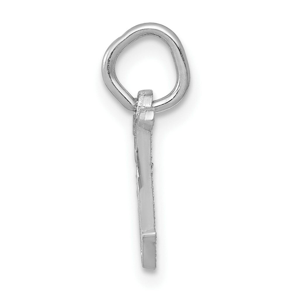 14K White Gold Diamond-cut Initial Letter W Charm Pendant
