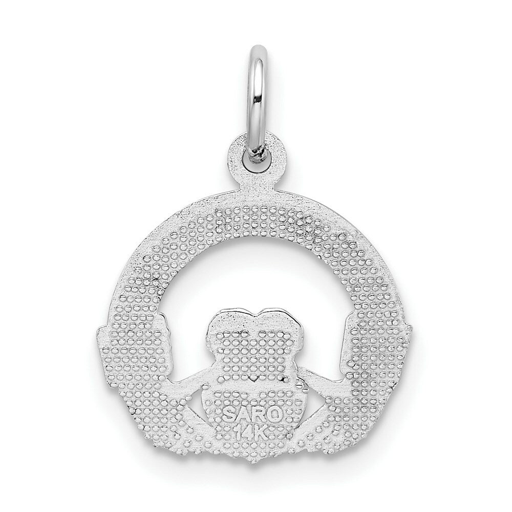 14K White Gold Claddagh Charm Pendant