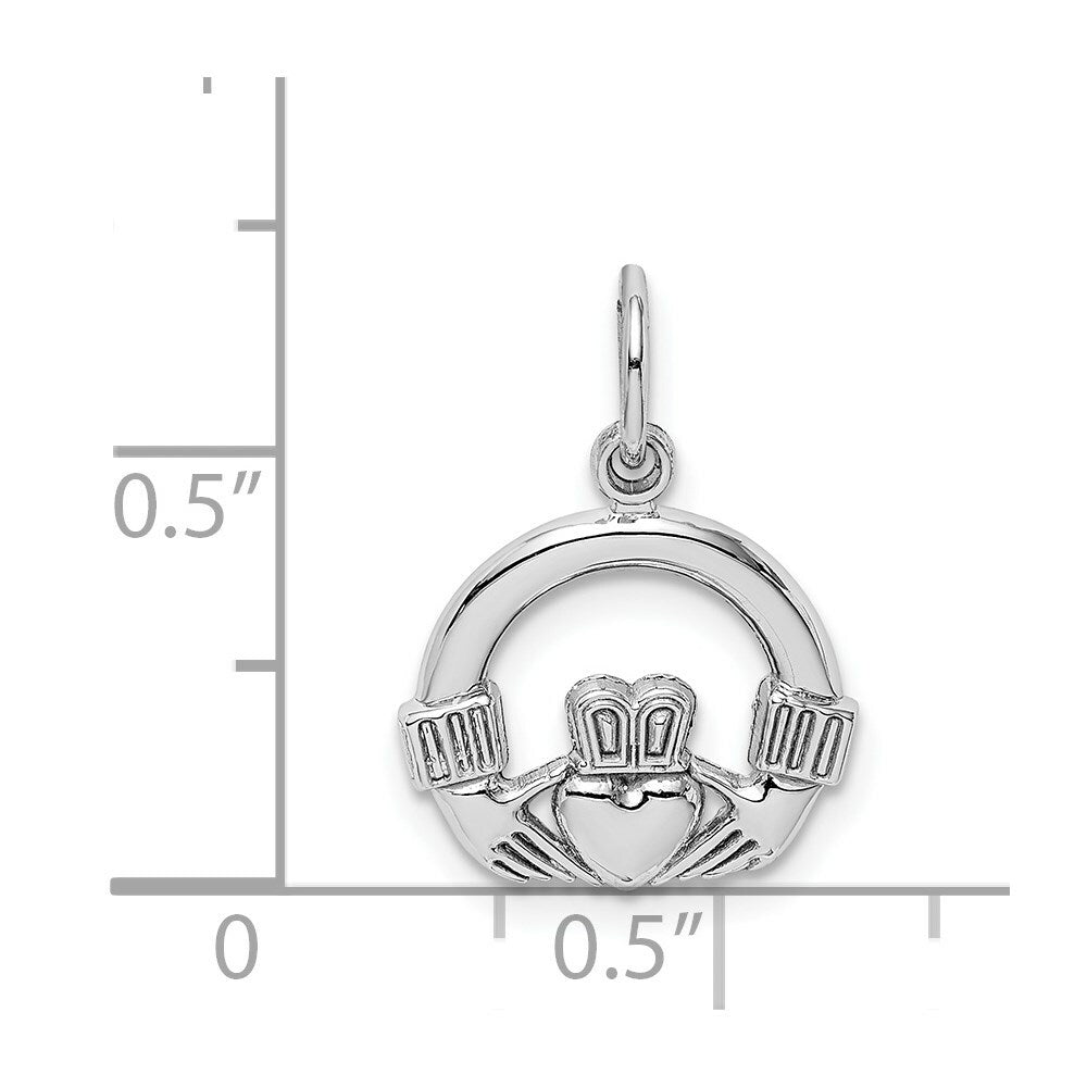 14K White Gold Claddagh Charm Pendant