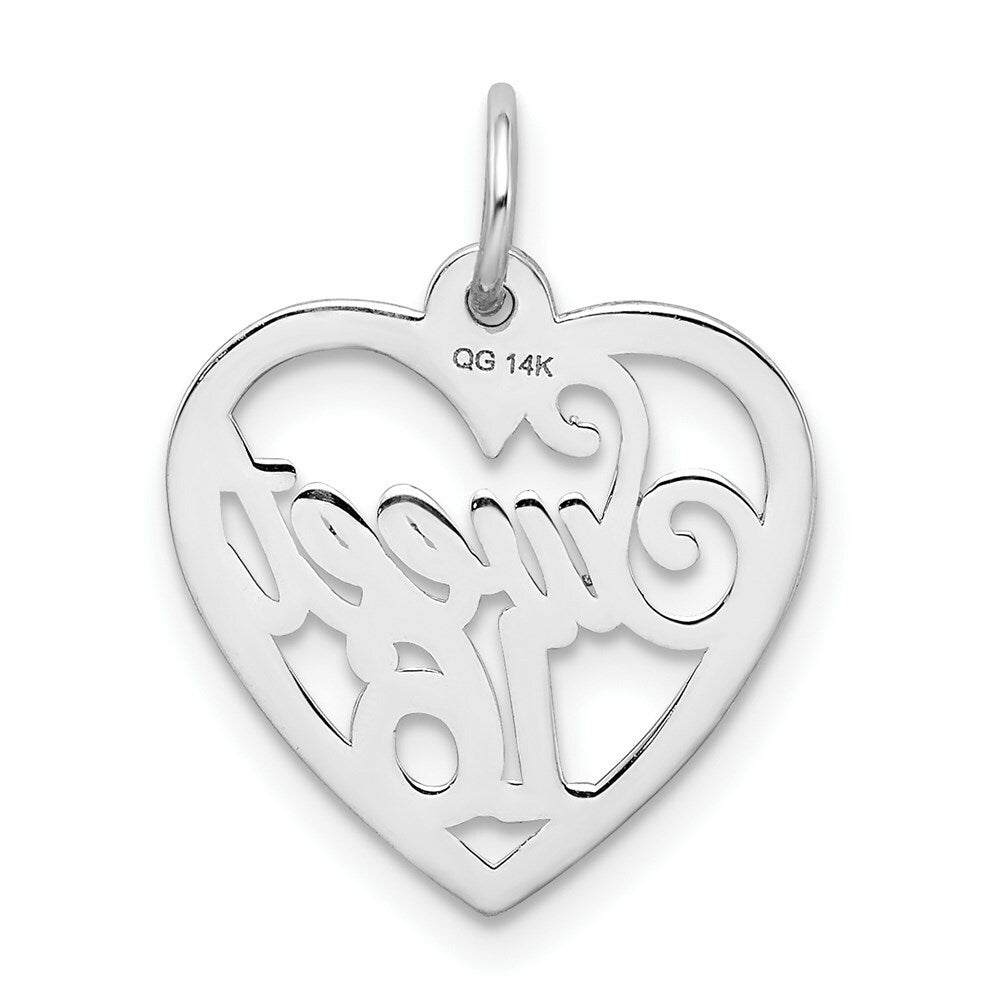 14K White Gold Sweet 16 Heart Charm Pendant