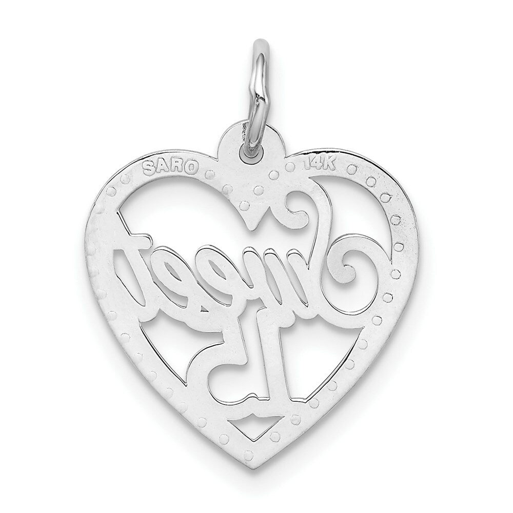 14K White Gold Sweet 15 Charm Pendant