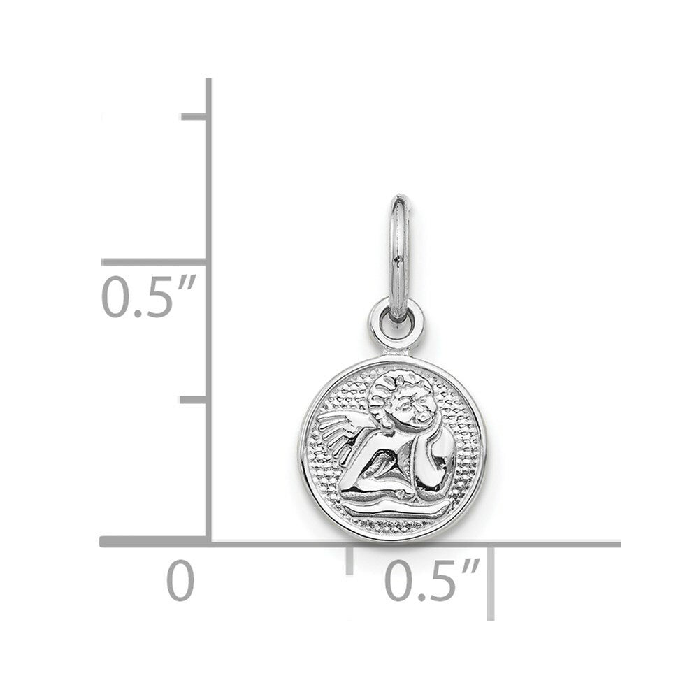 14K White Gold Small Polished Angel Charm Pendant