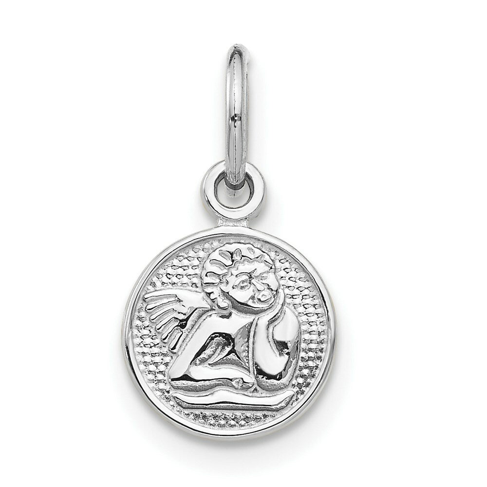 14K White Gold Small Polished Angel Charm Pendant