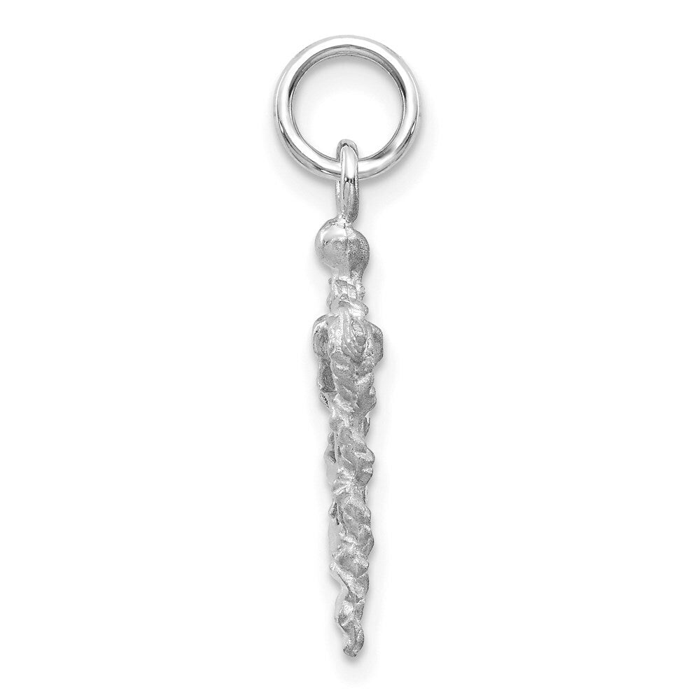 14K White Gold 3-D Caduceus Charm Pendant