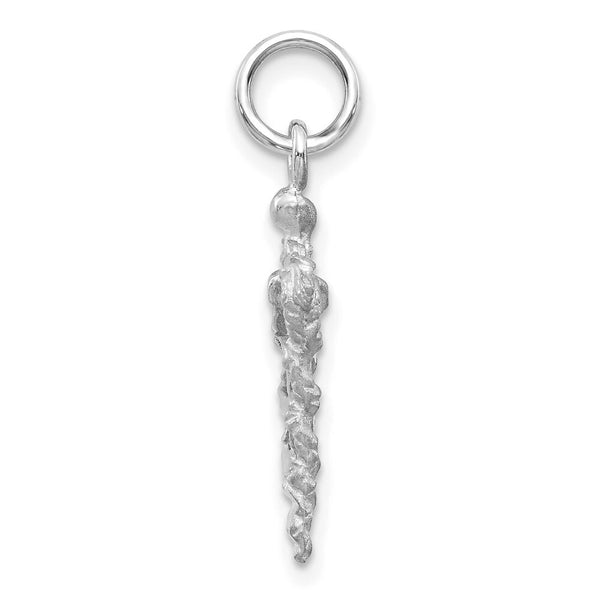 14K White Gold 3-D Caduceus Charm Pendant