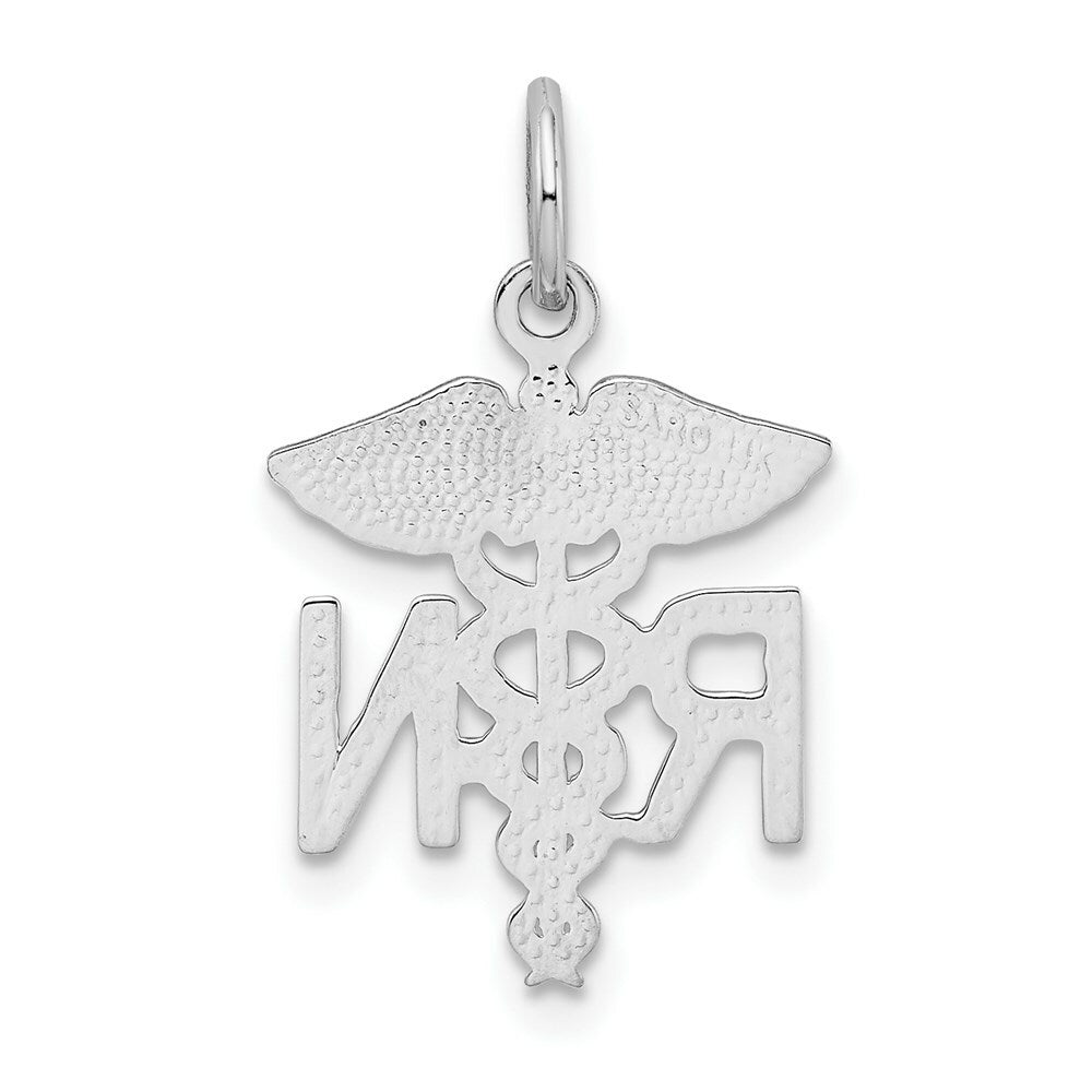 14K White Gold Registered Nurse Charm Pendant