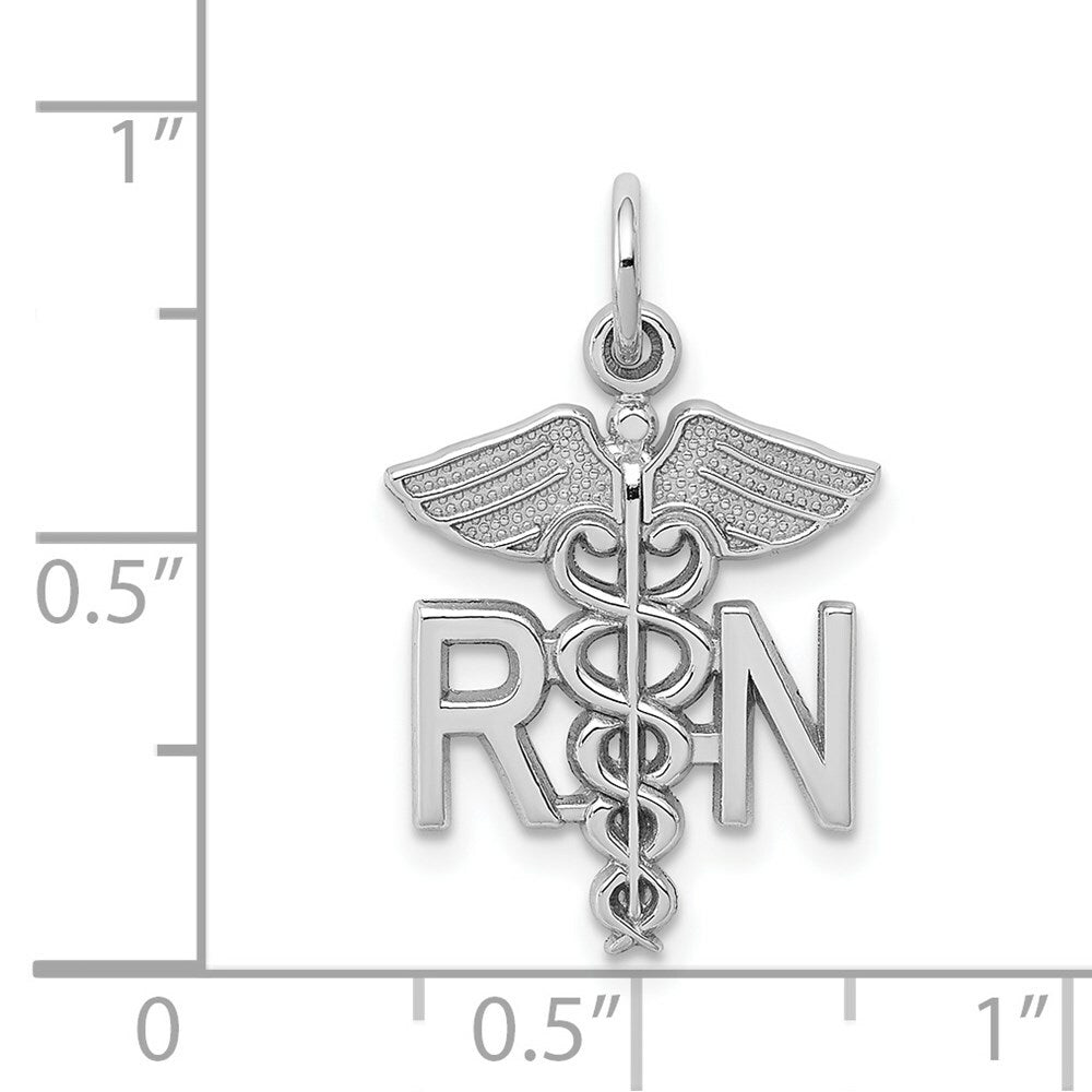 14K White Gold Registered Nurse Charm Pendant