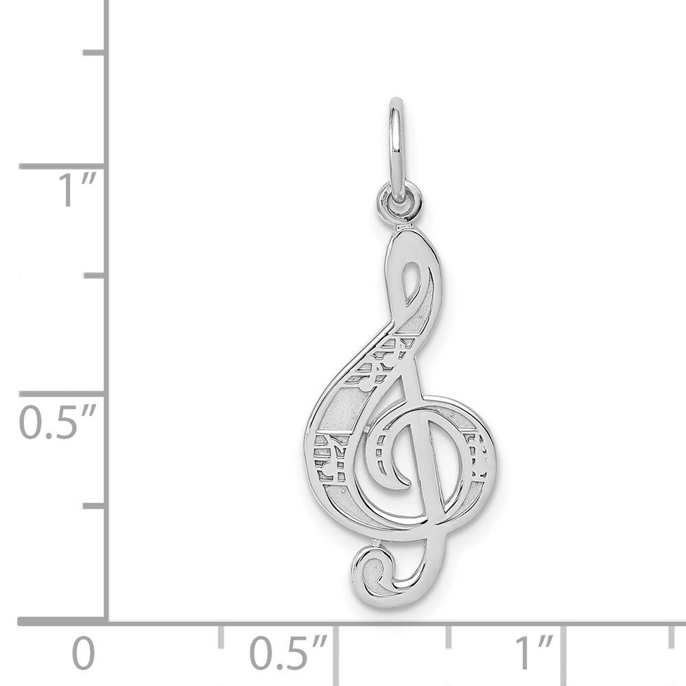 14K White Gold Treble Cleft Charm Pendant