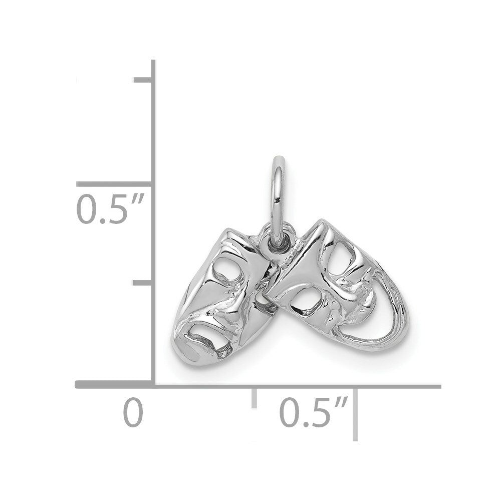 14K White Gold Comedy/Tragedy Charm Pendant