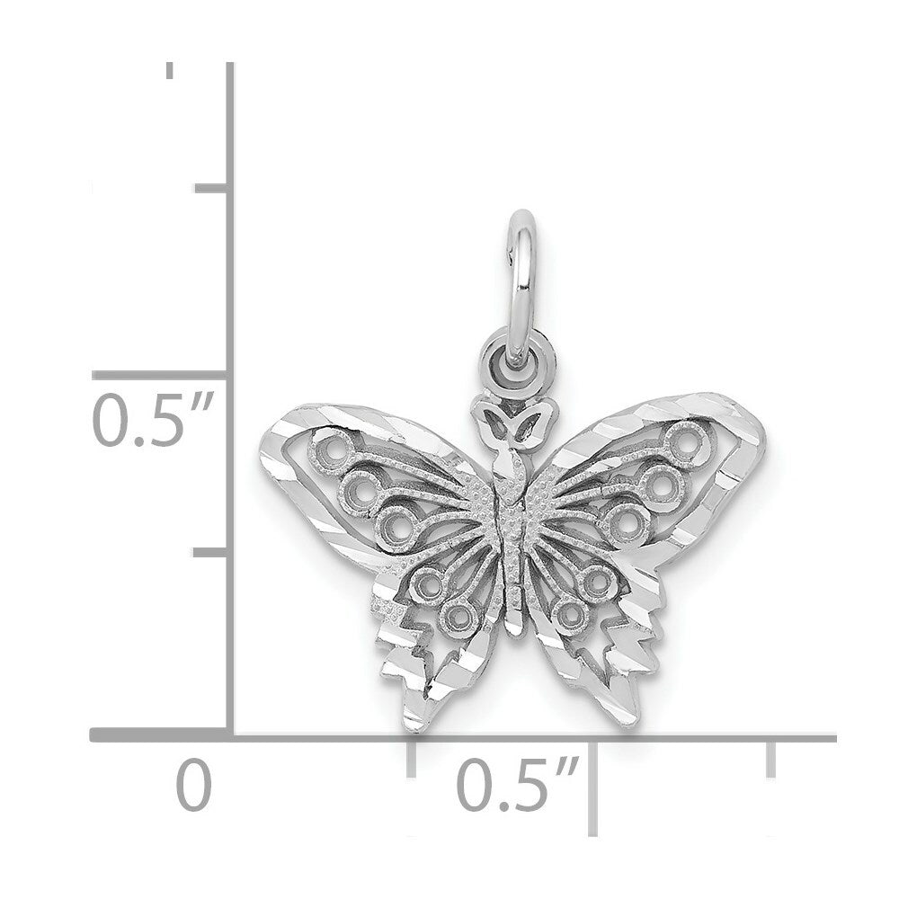 14K White Gold Butterfly Charm Pendant